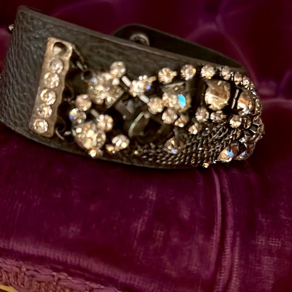 Cara N.Y. Black Leather Chain Crystal Bracelet - Picture 5 of 6